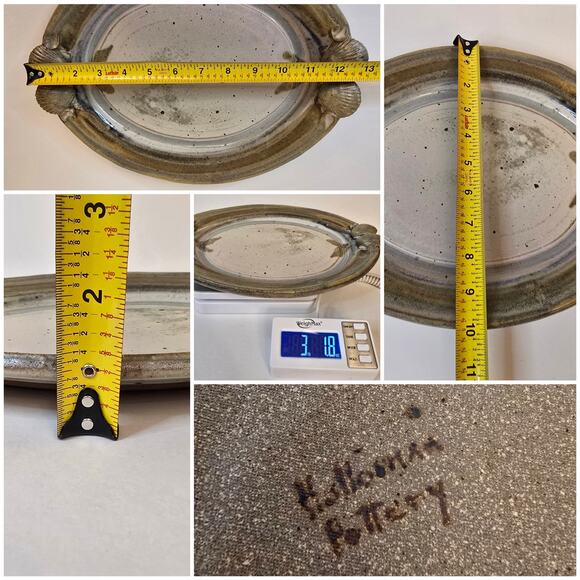 Seashell Tray Handmade Oval Serving Platter Holloman Pottery Functional Decor - Picture 6 of 6